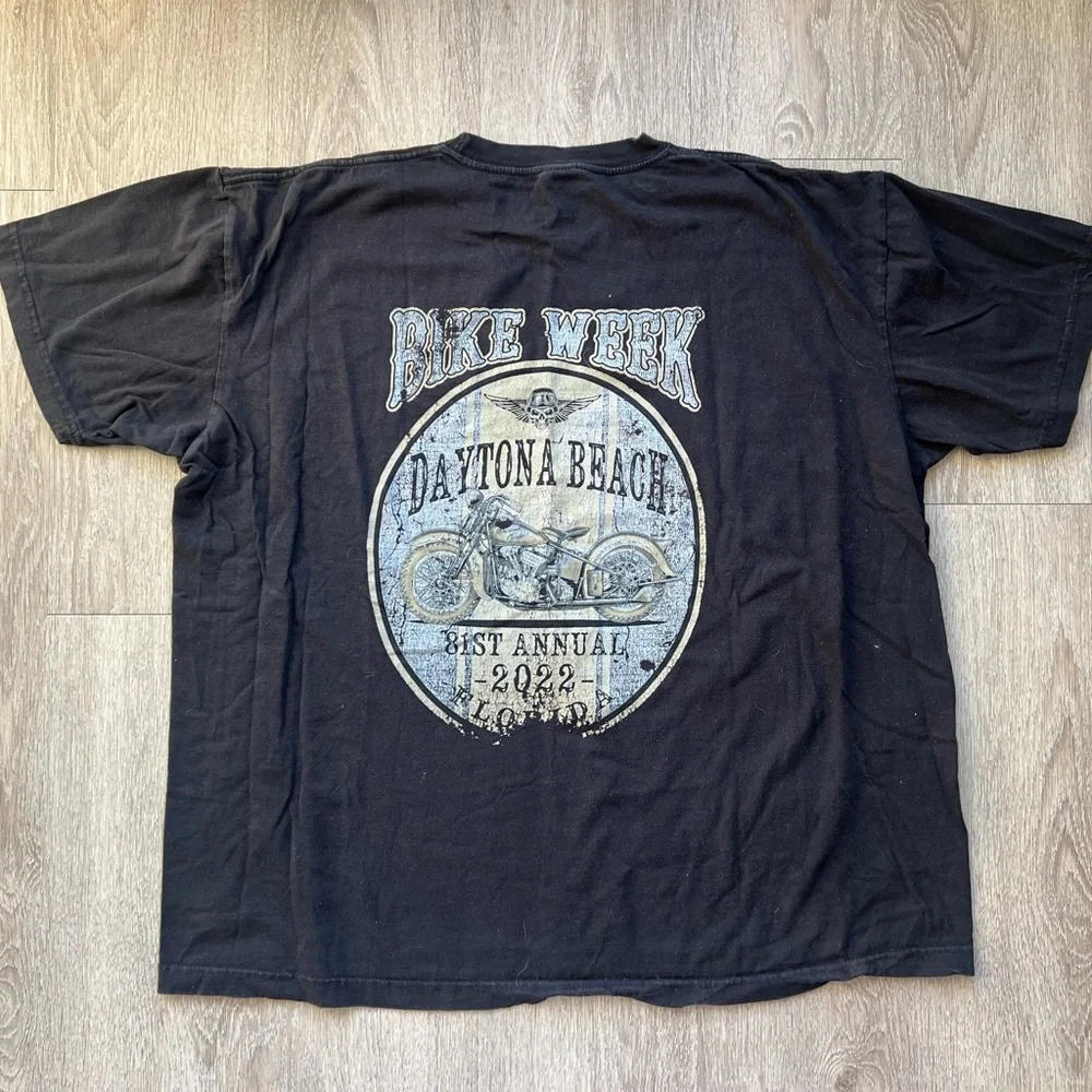 Daytona Beach Bike Week 2022 Vintage Motorcycle Graphic Tee Black XXL Cotton - Picture 3 of 10